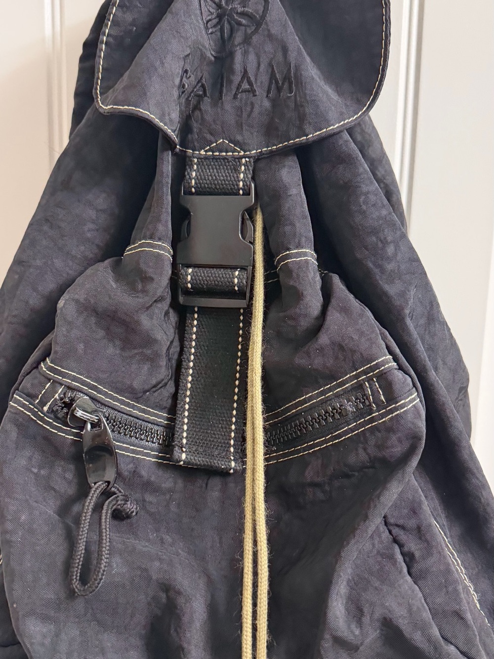 GAIAM Black Sling Backpack with Contrast Stitching